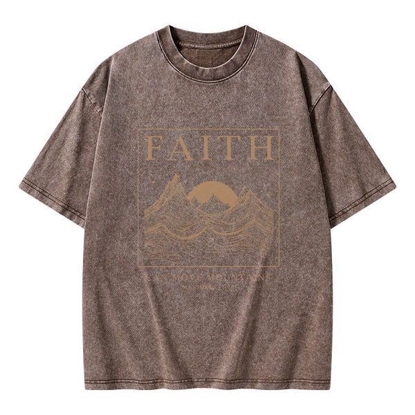GC-WTSCJX0041 Faith Can Move Mountain Christian Washed T-Shirt
