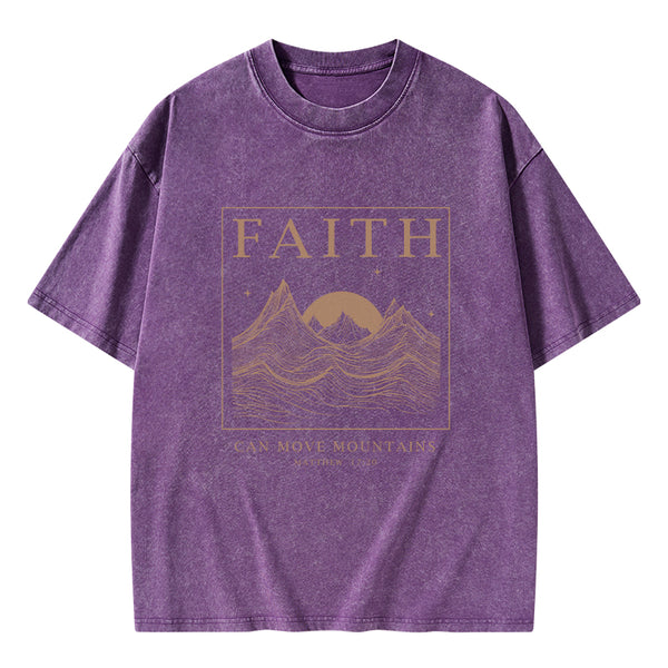 GC-WTSCJX0041 Faith Can Move Mountain Christian Washed T-Shirt