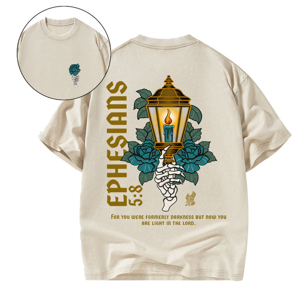 GC-WTSCJX0042 For You Were Formerly Darkness Christian Washed T-Shirt