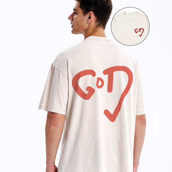 God Heart Christian Washed T-Shirt