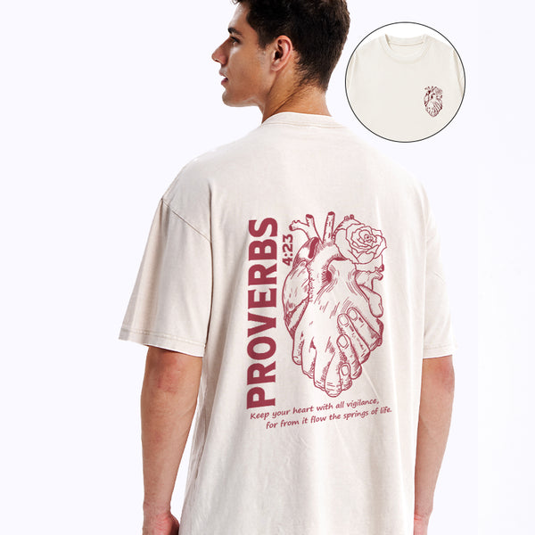 Keep Your Heart With All Vigilance Christian Washed T-Shirt