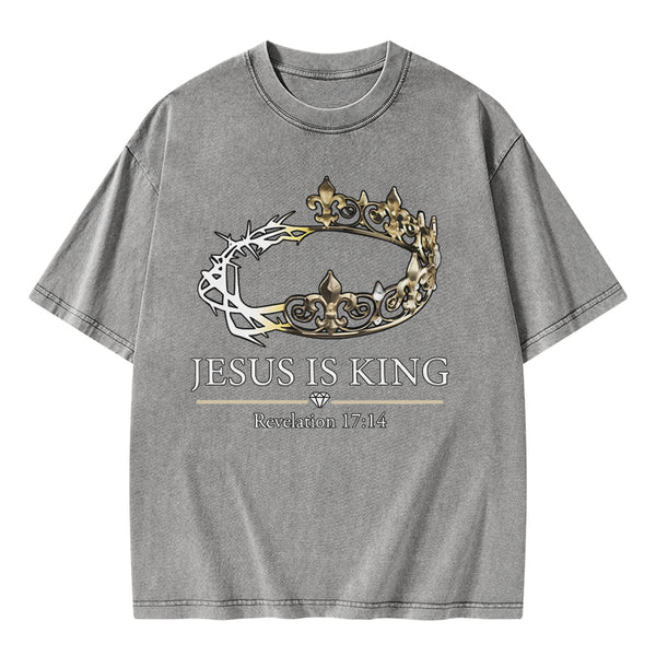 Jesus Is King Vintage Washed Christian T-Shirt