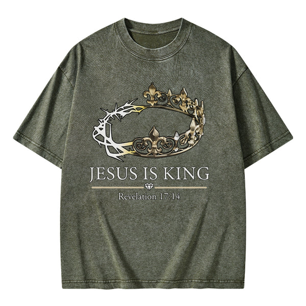 Jesus Is King Vintage Washed Christian T-Shirt