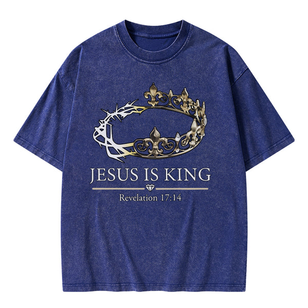 Jesus Is King Vintage Washed Christian T-Shirt