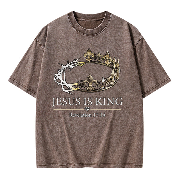 Jesus Is King Vintage Washed Christian T-Shirt