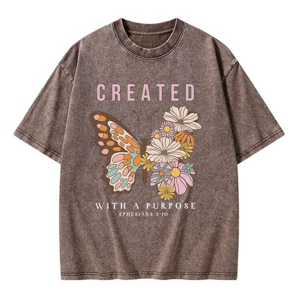 GC-WTSCJX0147 Personalized Created With Purpose Christian Washed T-Shirt