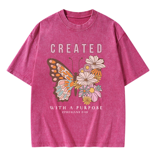 GC-WTSCJX0147 Personalized Created With Purpose Christian Washed T-Shirt