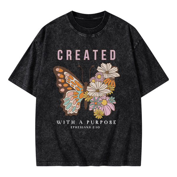 GC-WTSCJX0147 Personalized Created With Purpose Christian Washed T-Shirt