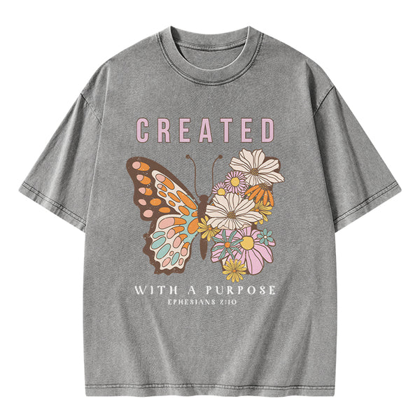 GC-WTSCJX0147 Personalized Created With Purpose Christian Washed T-Shirt