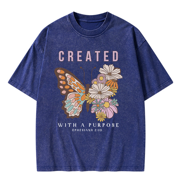 GC-WTSCJX0147 Personalized Created With Purpose Christian Washed T-Shirt