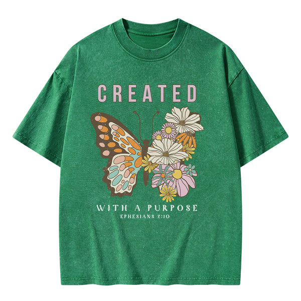 GC-WTSCJX0147 Personalized Created With Purpose Christian Washed T-Shirt