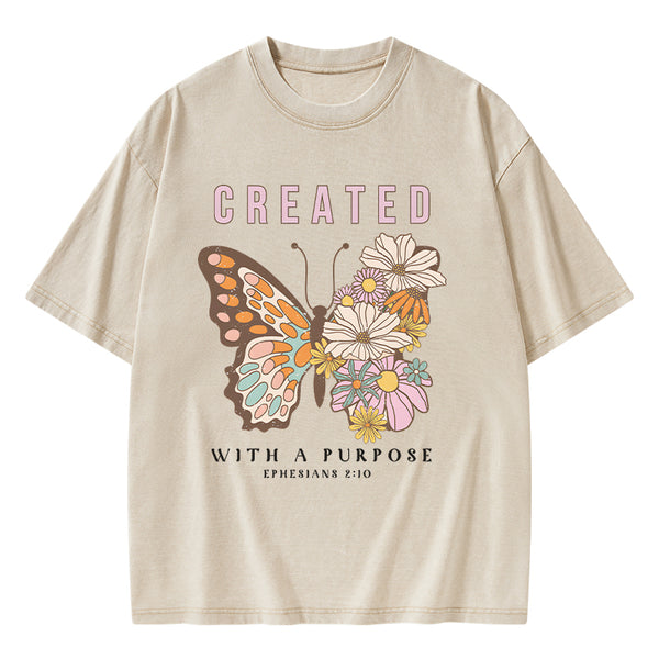 GC-WTSCJX0147 Personalized Created With Purpose Christian Washed T-Shirt