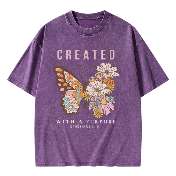 GC-WTSCJX0147 Personalized Created With Purpose Christian Washed T-Shirt