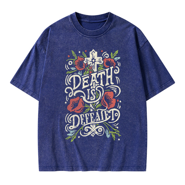Death is Defeated Christian Washed T-Shirt