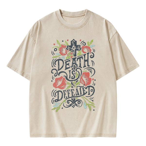 Death is Defeated Christian Washed T-Shirt