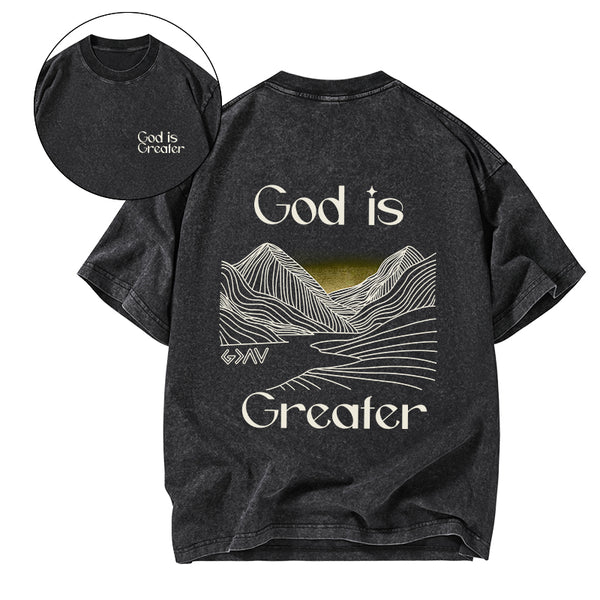 God Is Greater Christian Washed T-Shirt