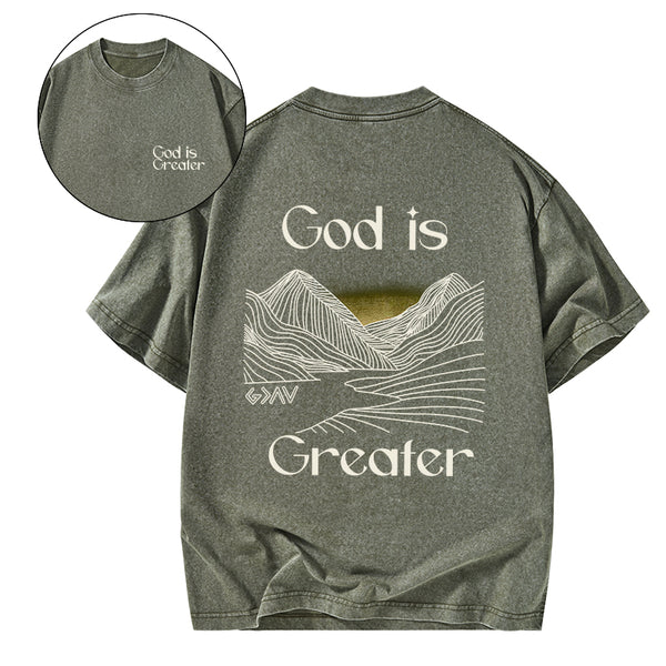 God Is Greater Christian Washed T-Shirt