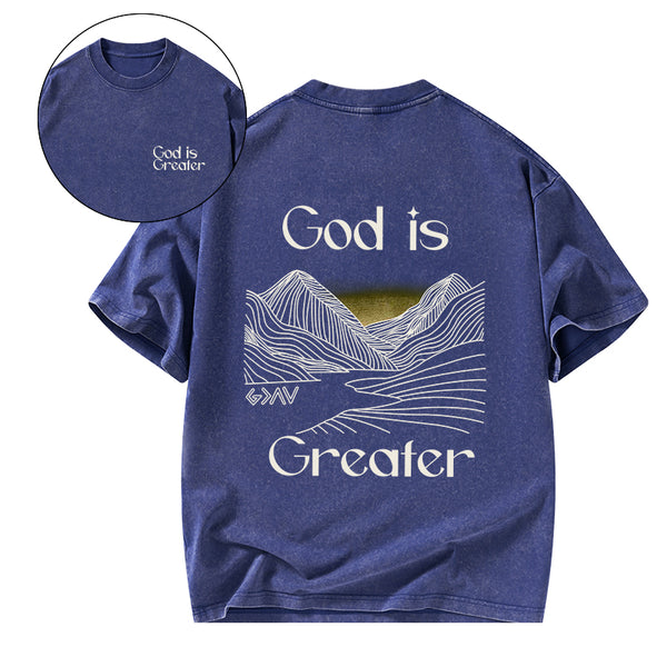 God Is Greater Christian Washed T-Shirt