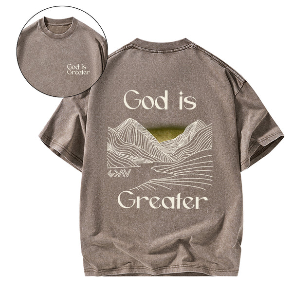 God Is Greater Christian Washed T-Shirt