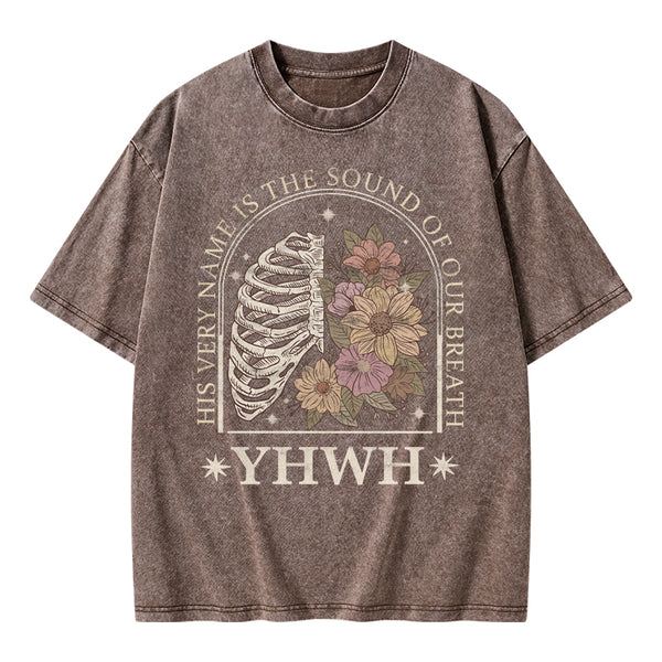 GC-WTSFK0037 YHWH Boho Floral Lung Christian Washed T-Shirt