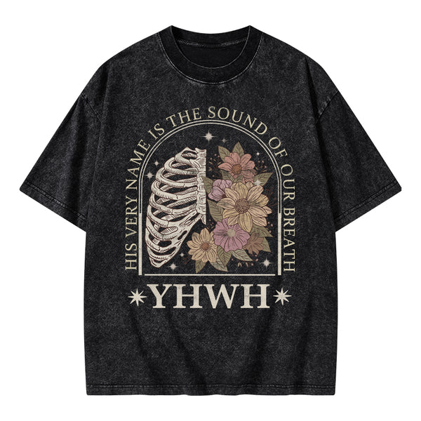 GC-WTSFK0037 YHWH Boho Floral Lung Christian Washed T-Shirt