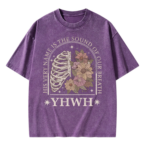 GC-WTSFK0037 YHWH Boho Floral Lung Christian Washed T-Shirt