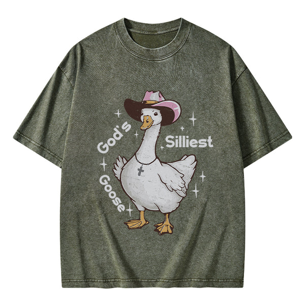 God's Silliest Goose Christian Washed T-Shirt