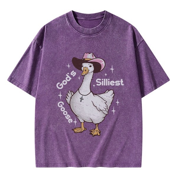 God's Silliest Goose Christian Washed T-Shirt