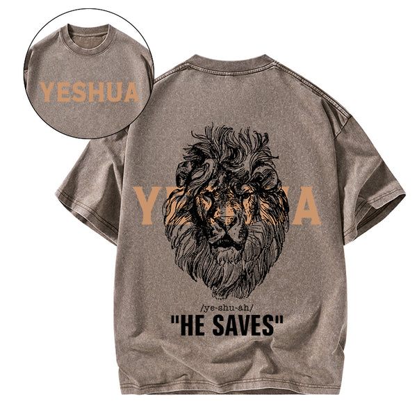 GC-WTSFK24090102 Yeshua He Saves Lion Christian T-Shirt