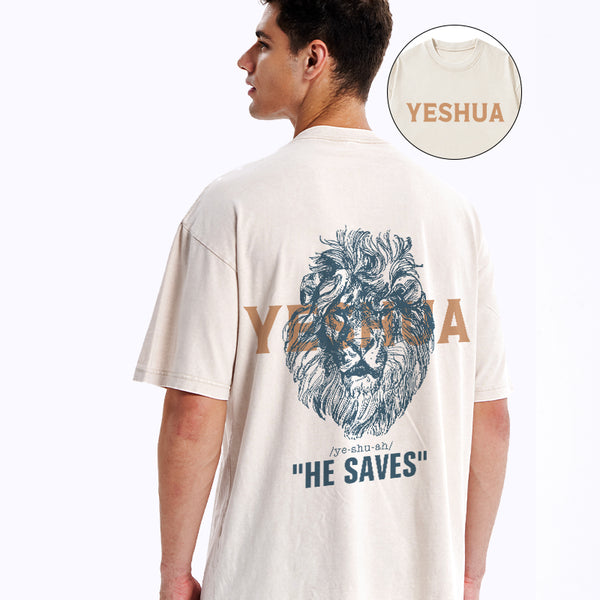 GC-WTSFK24090102 Yeshua He Saves Lion Christian T-Shirt