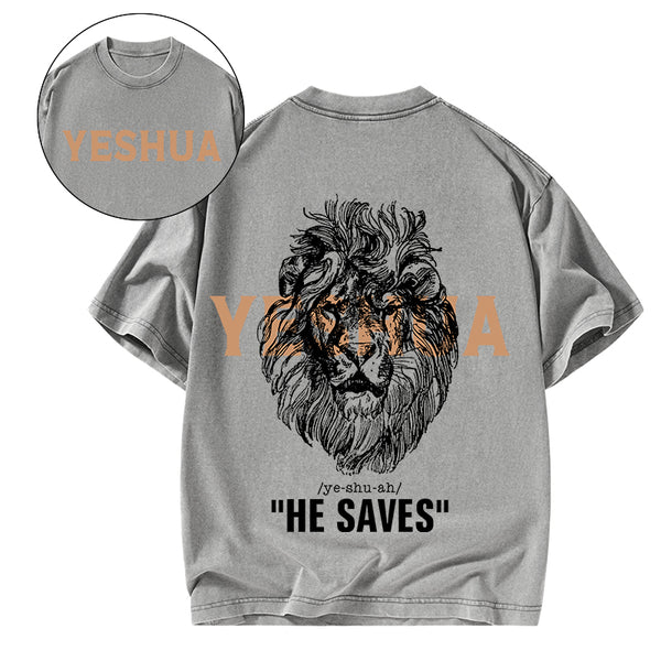 GC-WTSFK24090102 Yeshua He Saves Lion Christian T-Shirt