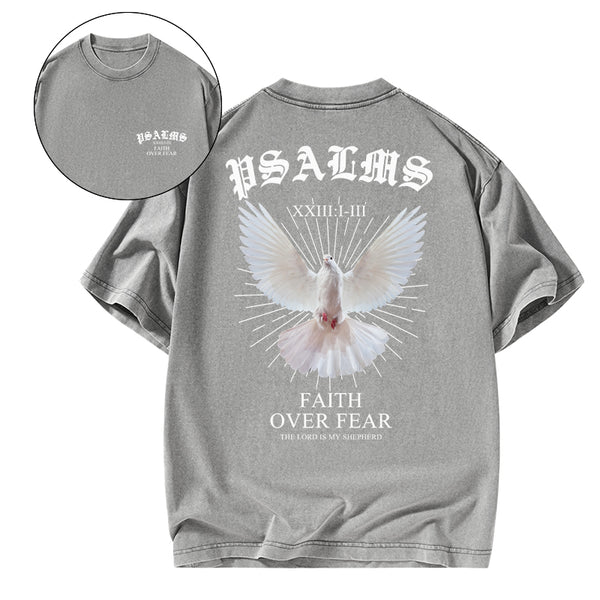 Faith Over Fear Dove Christian Washed T-Shirt