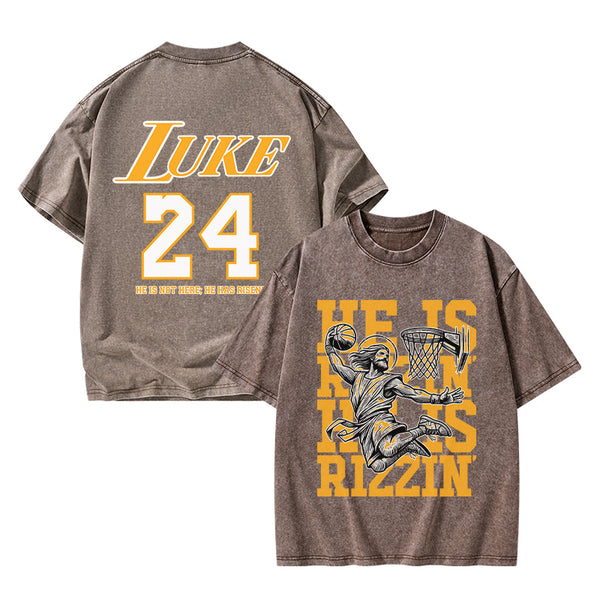 GC-WTSFK250303 Luke 24 He Is Rizzin Christian Washed T-Shirt
