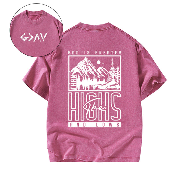 God Is Greater Christian Washed T-Shirt