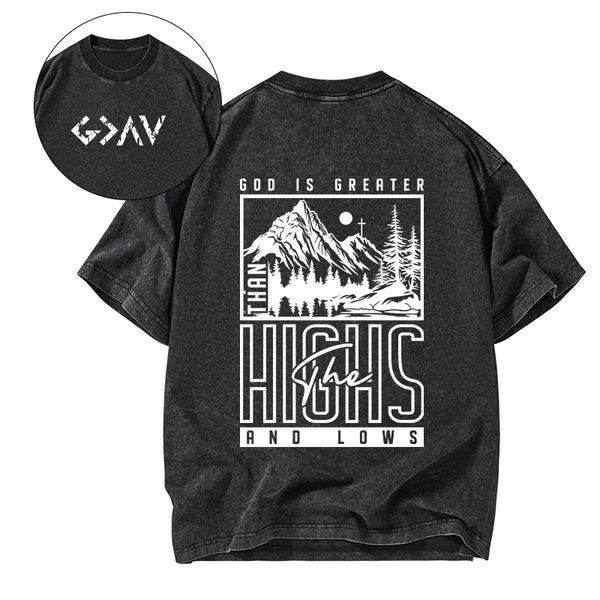 God Is Greater Christian Washed T-Shirt
