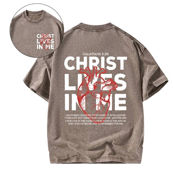 GC-WTSFK25043003 Christ Lives In Me Christian Washed T-Shirt