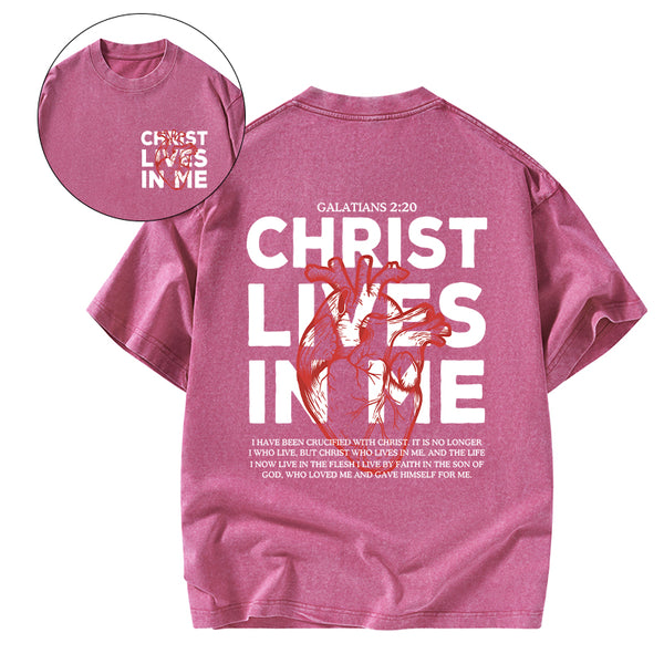 GC-WTSFK25043003 Christ Lives In Me Christian Washed T-Shirt