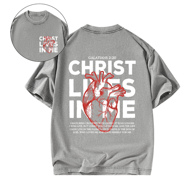 GC-WTSFK25043003 Christ Lives In Me Christian Washed T-Shirt
