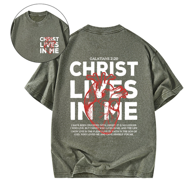GC-WTSFK25043003 Christ Lives In Me Christian Washed T-Shirt