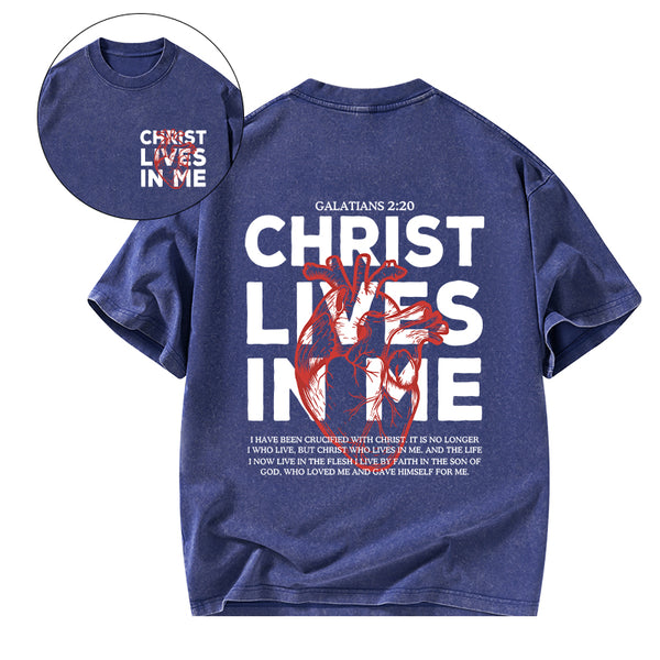 GC-WTSFK25043003 Christ Lives In Me Christian Washed T-Shirt