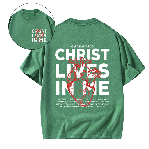 GC-WTSFK25043003 Christ Lives In Me Christian Washed T-Shirt