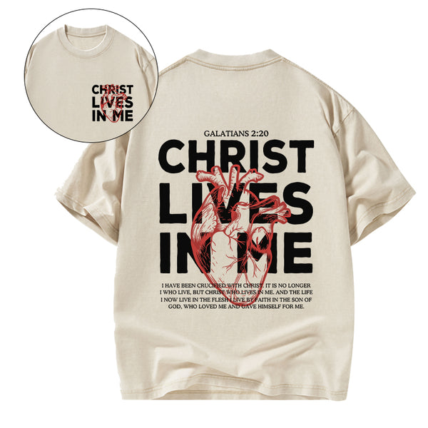 GC-WTSFK25043003 Christ Lives In Me Christian Washed T-Shirt