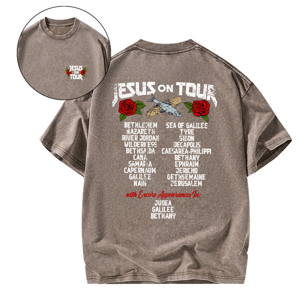 GC-WTSK0028 Jesus On Tour Christian Washed T-Shirt
