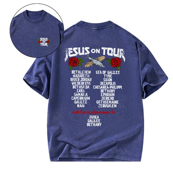 GC-WTSK0028 Jesus On Tour Christian Washed T-Shirt