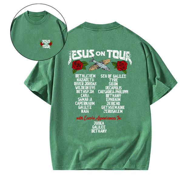 GC-WTSK0028 Jesus On Tour Christian Washed T-Shirt