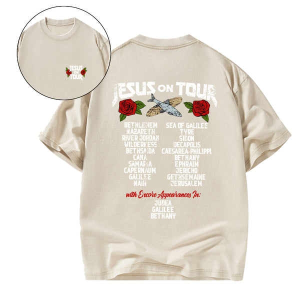 GC-WTSK0028 Jesus On Tour Christian Washed T-Shirt