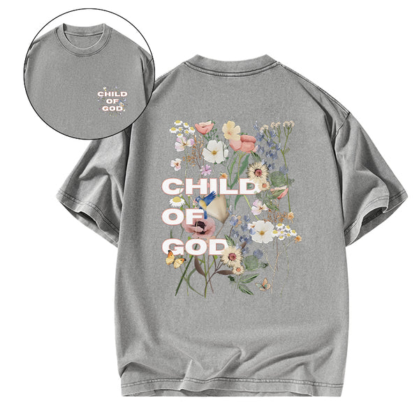 Child Of God Wildflowers Christian Washed T-Shirt