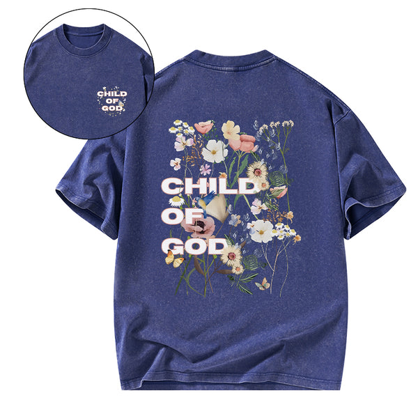 Child Of God Wildflowers Christian Washed T-Shirt