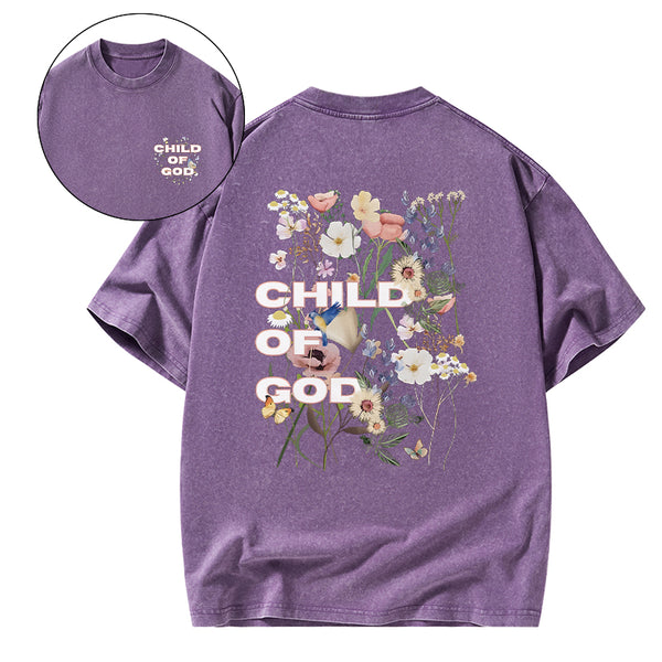 Child Of God Wildflowers Christian Washed T-Shirt