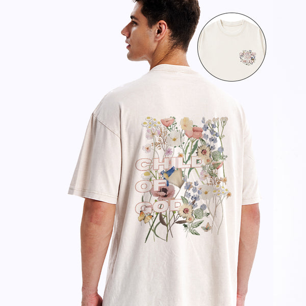 Child Of God Wildflowers Christian Washed T-Shirt